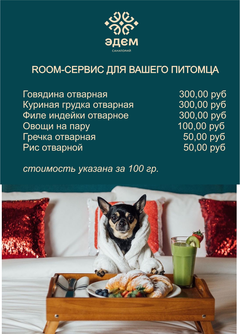 Питание для вашего питомца в санатории.